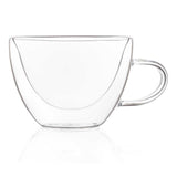 Borosilicate Double Walled Serene Glass Coffee Cup with Handle,Glasses Cappuccino Mug, Cup, Drinking Glasses for Coffee & Tea, Insulated Glass Mugs,Microwave Safe-Transparent- 120ml, Pack of 2