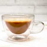 Borosilicate Double Walled Serene Glass Coffee Cup with Handle,Glasses Cappuccino Mug, Cup, Drinking Glasses for Coffee & Tea, Insulated Glass Mugs,Microwave Safe-Transparent- 120ml, Pack of 1