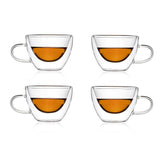 Borosilicate Double Walled Serene Glass Coffee Cup with Handle,Glasses Cappuccino Mug, Cup, Drinking Glasses for Coffee & Tea, Insulated Glass Mugs,Microwave Safe-Transparent- 120ml, Pack of 1