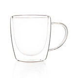 Borosilicate Double Walled Biggie Glass Coffee Mug with Handle,Glasses Cappuccino Mug, Cup, Drinking Glasses for Coffee &Tea, Insulated Glass Mugs, Microwave Safe-Transparent- 350ml, Pack of 1