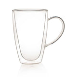 Double Wall Jumbo Beer Mug for Tea and Coffee, Cup, Drinking Glasses, Insulated Glass Mugs, Microwave Safe - Transparent - Borosilicate Glass - 450 ml - Pack of 2