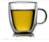 Borosilicate Double Walled Glass Tea, Coffee Mug with Handle, Glasses Cappuccino Mug, Cup, Drinking Glasses for Coffee & Tea, Insulated Glass Mugs, Microwave Safe-Transparent- 150ml, Pack of 1