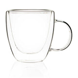 Borosilicate Double Walled Glass Tea, Coffee Mug with Handle, Glasses Cappuccino Mug, Cup, Drinking Glasses for Coffee & Tea, Insulated Glass Mugs, Microwave Safe-Transparent- 150ml, Pack of 2