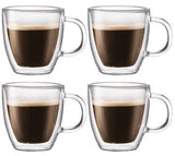 Borosilicate Double Walled Glass Tea, Coffee Mug with Handle, Glasses Cappuccino Mug, Cup, Drinking Glasses for Coffee & Tea, Insulated Glass Mugs, Microwave Safe-Transparent- 150ml, Pack of 1