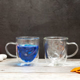 Borosilicate double Wall Twisty Glass mug, Insulated glass, Cup, Mug, Whiskey, Cocktail Glasses, Lightweight, Dishwasher Safe, Luxury Gift Set for Men or Women, Transparent - 200 ml, Pack of 2