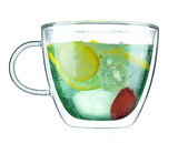 Borosilicate Double Walled Glass Tea, Coffee Cup with Handle, Glasses Cappuccino Mug, Cup, Drinking Glasses for Coffee & Tea, Insulated Glass Mugs, Microwave Safe - Transparent- 200ml, Pack of 1