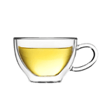 Borosilicate Double Walled Glass Tea, Coffee Cup with Handle, Glasses Cappuccino Mug, Cup, Drinking Glasses for Coffee & Tea, Insulated Glass Mugs, Microwave Safe - Transparent- 200ml, Pack of 1