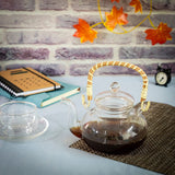 Flowers Glass Tea Pot with Bamboo Handle (800 ml)