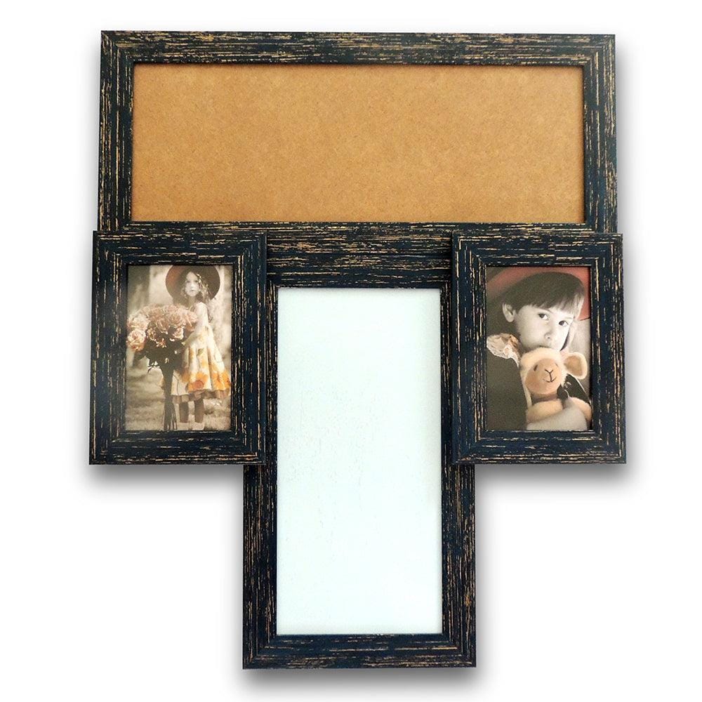 2 Photos, 1 Pin Board & 1 White Board Frame Planner - Rustic Grey - EZ Life