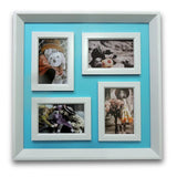 4 Photo with Magnetic Board Wall Organizer Frame (Blue & White)