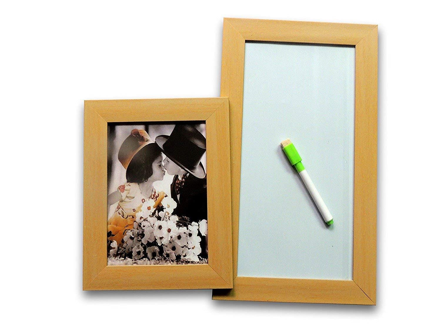 1 Photo Holder cum Magnetic White Board Frame Planner - Walnut Wood - EZ Life