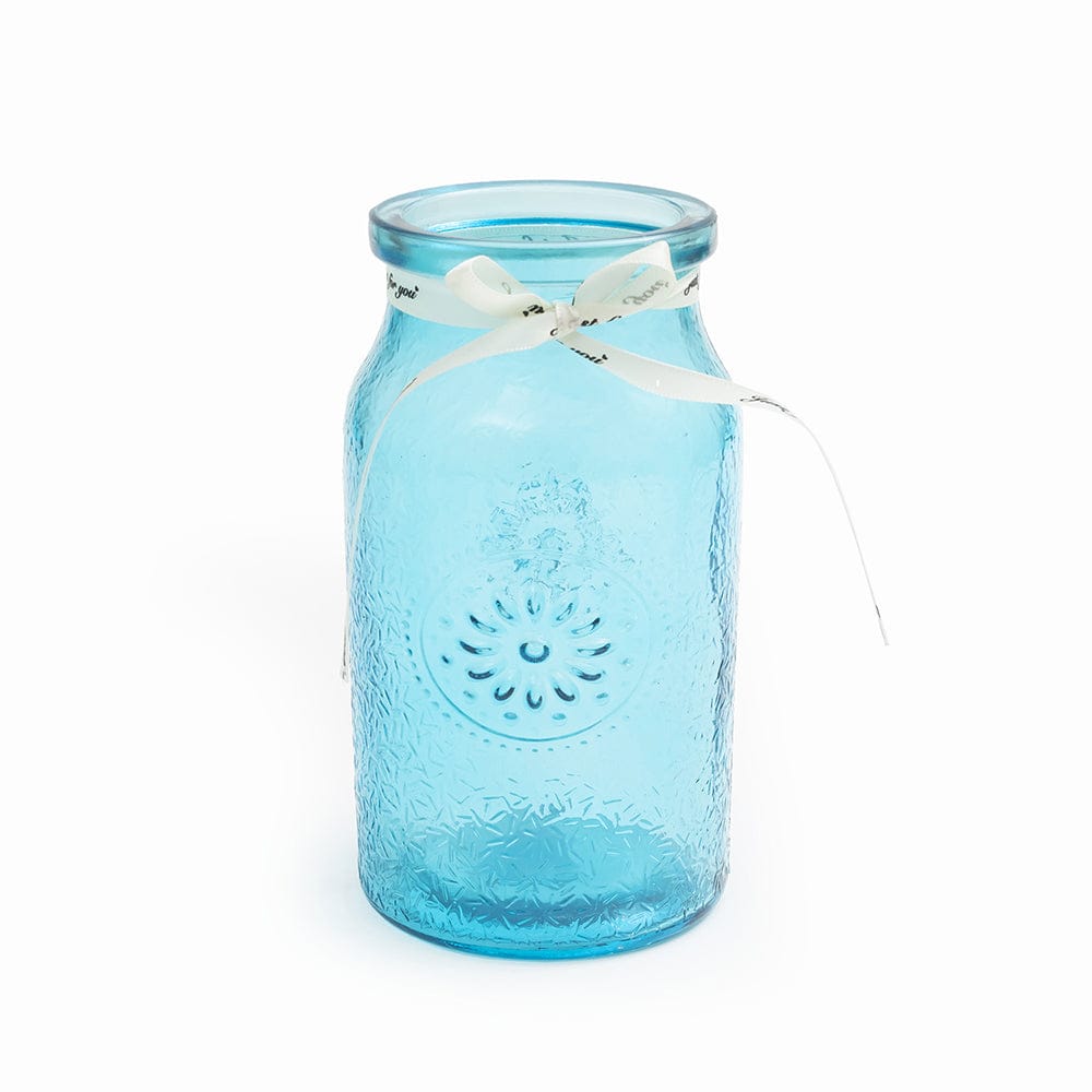 Xclusive Transparent Blue Swig Bottle Style Glass Vase