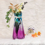 Xlcusive Transparent Chromatic Blue to Purple Gradiating Crystal Glass Vase