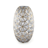 Xclusive Trapeziodal Gray & Gold Lines Oval Glass Vase