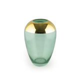 Xclusive Gold Top Transparent Green Urn Glass Vase