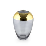 Xclusive Gold Top Transparent Gray Narrow Rim Urn Glass Vase