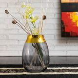 Xclusive Gold Top Transparent Gray Charafe Bouquet Glass Vase