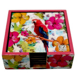 6 Coasters with Holder Set - Perky Parrot - EZ Life