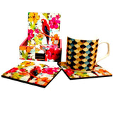 6 Coasters with Holder Set - Perky Parrot - EZ Life
