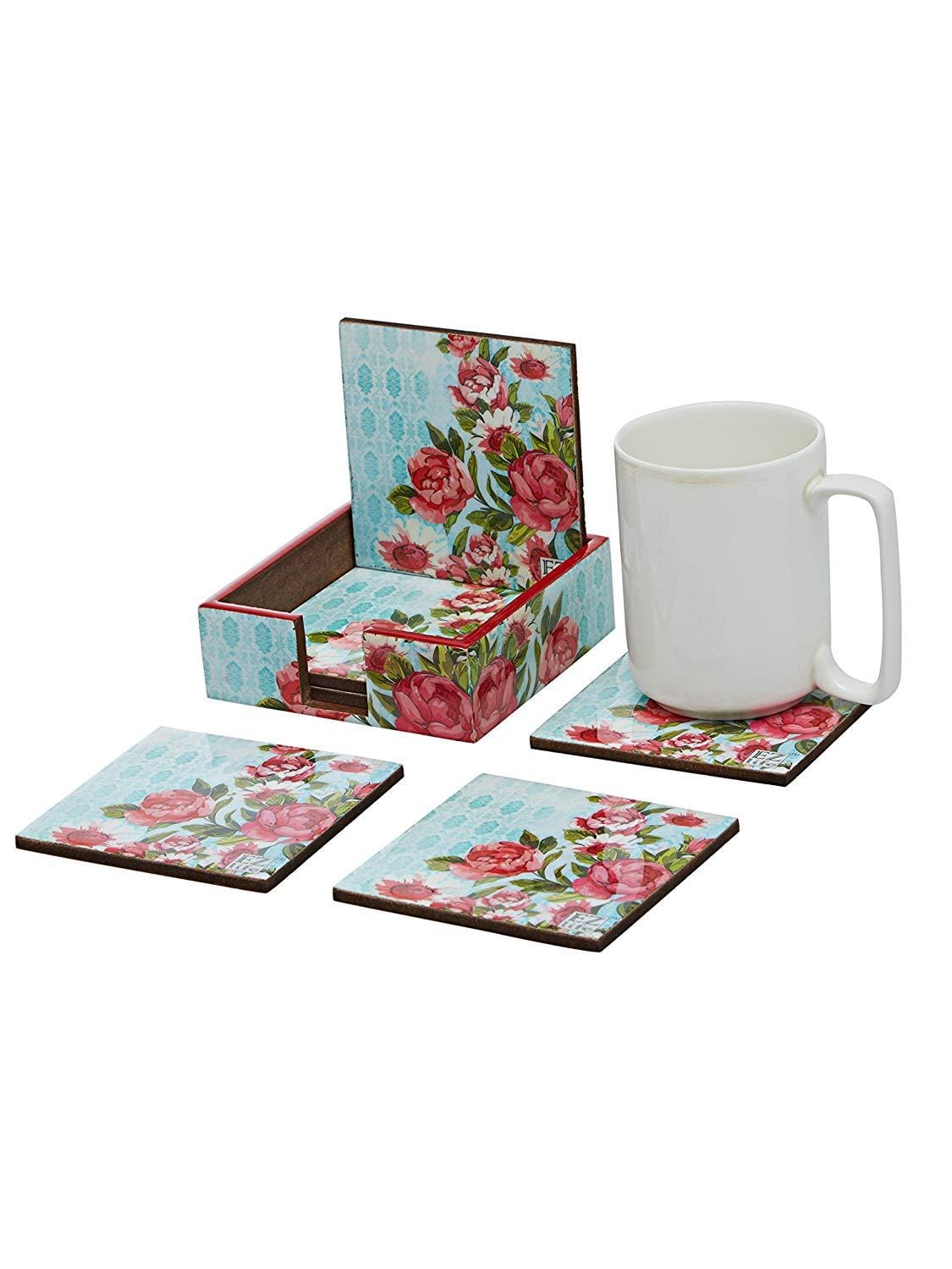 6 Coasters with Holder Set - Vintage Floral - EZ Life