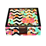 6 Coasters with Holder Set - Zig Zag Blossom - EZ Life