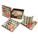 6 Coasters with Holder Set - Zig Zag Blossom - EZ Life
