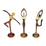 3 Dancing Brass Figurines with Antique Overlaps Decorative Gift Set