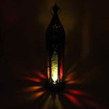 12" Tall Lantern with Multicolor Glass - EZ Life