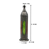 12" Tall Lantern with Multicolor Glass - EZ Life