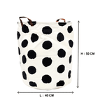 Black Polka Dots on White Laundry Basket