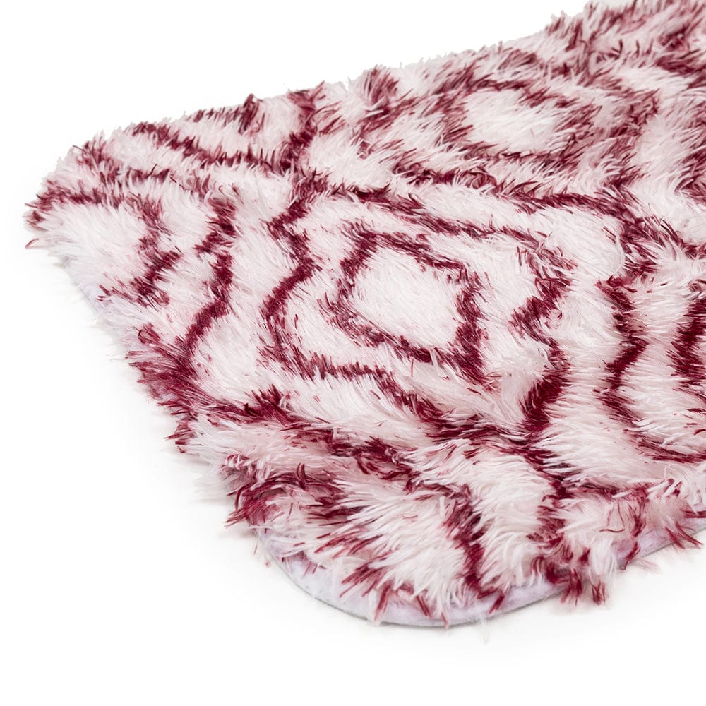 Elegance White & Maroon Floor + Bath Mat with Filament Print (L-80 x W-50 cms)