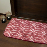 Elegance Maroon & White Floor + Bath Mat with Filament Print (L-80 x W-50 cms)