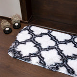 Elegance White & Black Floor & Bath Mat with Filament Print (L-80 x W-50 cms)