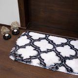 Elegance White & Black Floor & Bath Mat with Filament Print (L-80 x W-50 cms)