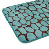 Elegance 2-Tone Turquoise Blue-Brown Floor + Bath Mat - Flannel Embossed (L-80 x W-50 cms)