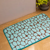 Elegance 2-Tone Turquoise Blue-Brown Floor + Bath Mat - Flannel Embossed (L-80 x W-50 cms)