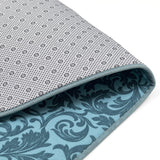 Elegance 2-Tone Turquoise Floor + Bath Mat - Pheonix Tail (L-80 x W-50 cms)