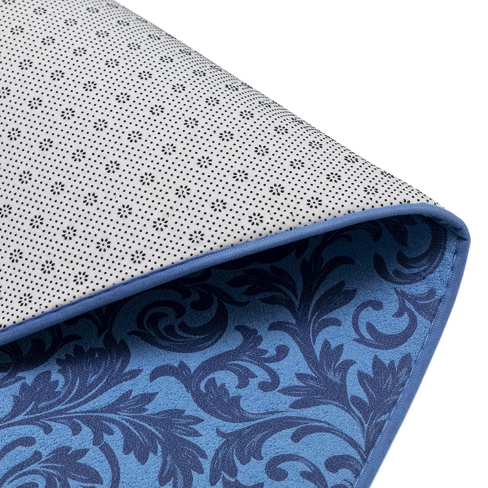 Elegance 2-Tone Cobalt Floor + Bath Mat - Pheonix Tail (L-80 x W-50 cms)