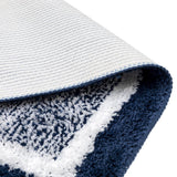 Elegance Blue-White Microfibre Floor + Bath Mat (L-60 x W-40 cms)