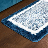 Elegance Blue-White Microfibre Floor + Bath Mat (L-60 x W-40 cms)