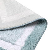 Elegance Light Aquamarine-White Microfibre Floor + Bath Mat (L-60 x W-40 cms)