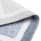 Elegance Gray-White Microfibre Floor + Bath Mat (L-60 x W-40 cms)