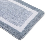 Elegance Gray-White Microfibre Floor + Bath Mat (L-60 x W-40 cms)