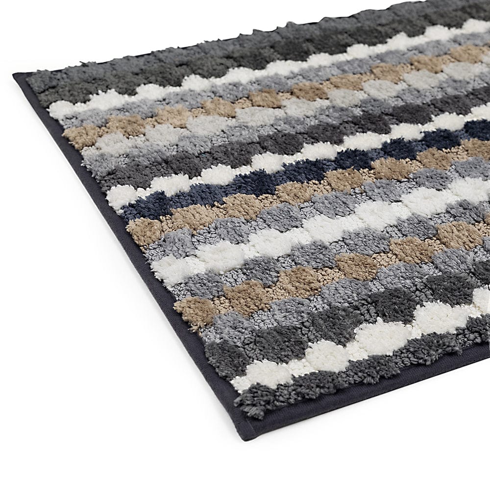 Elegance Microfibre Grays Stripes Floor + Bath Mat (L-80 x W-50 cms)