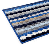 Elegance Microfibre Blues Stripes Floor + Bath Mat (L-80 x W-50 cms)