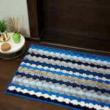 Elegance Microfibre Blues Stripes Floor + Bath Mat (L-80 x W-50 cms)