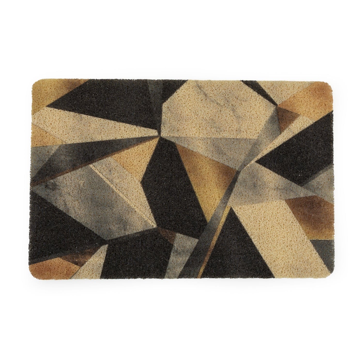 Elegance Microfibre Multicolor Triangles Grid Floor + Bath Mat (L-58 x W-38 cms)