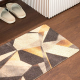 Elegance Microfibre Multicolor Triangles Grid Floor + Bath Mat (L-58 x W-38 cms)