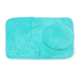 Luxe Cashmere Aquamarine 3 Piece Bathroom Mats Set (L-80 x W-50 cms)