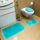 Luxe Cashmere Aquamarine 3 Piece Bathroom Mats Set (L-80 x W-50 cms)